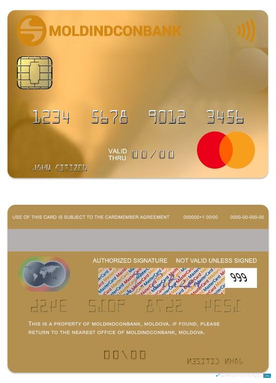 Download Moldova MoldindconBank gold credit mastercard Photoshop template